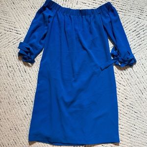 Vince Camuto blue knee length off the shoulder dress. Size 4